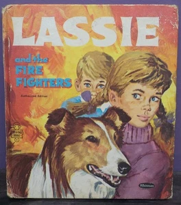 Lassie and the Fire Fighters Vintage Whitman 2462 Book USA Dog & Kid Rescue Tale - Picture 1 of 5