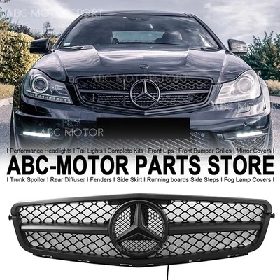  For Mercedes Benz C-Class W204 C180 C300 C350 Matte Black Front Grille W/LED Foto 1 de 4