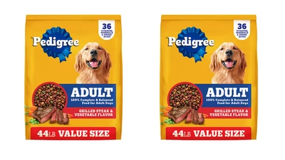 2 PACK Pedigree Complete Nutrition Grilled Steak & Vegetable Dry Dog Food, 44 lb