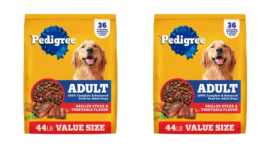 2 包 Pedigree 完整营养烤牛排和蔬菜干狗粮,44 磅 — 第 1/4 张图片