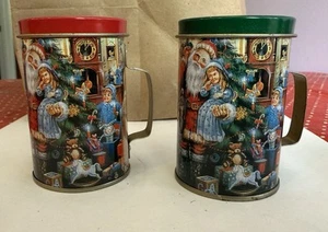 Vintage Holiday Salt-N-Pepper Tins Shakers Christmas Made in China - Picture 1 of 5