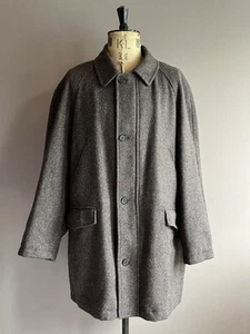 St Michael Tweed Overcoat Men’s Size L Brown Raglan Herringbone Marks & Spencer - Picture 1 of 16