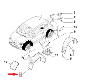 PASSARUOTA / PARASASSI / LOCARO / RIPARO ANTERIORE DX FIAT 500 (312) - 51786785 - Foto 1 di 2
