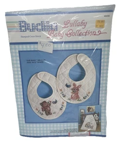 Bucilla Lullaby Baby Collection Stamped Cross Stitch Kit "Our Baby" Bib Set - Picture 1 of 3