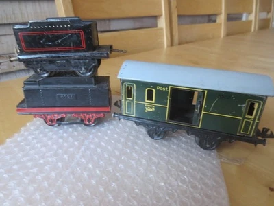 3 alte Eisenbahn Spur 0, Tender  Gepäckwagen Fleischmann u.a., Bub?, Bing ? - Bild 1 von 4