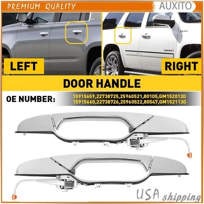 Exterior Door Handle For 2007-2013 Chevrolet Silverado 1500 Tahoe Rear LH+RH - Image 1 of 4
