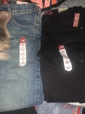 Two Pairs NWT Arizona Boys Size 16 Relaxed Regular Bootcut Jeans - Image 1 of 4