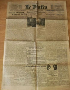 GUERRE 14 18 WW1 JOURNAL LE MATIN DU 25 MARS 1916 BATAILLE DE VERDUN HANSI - Picture 1 of 2