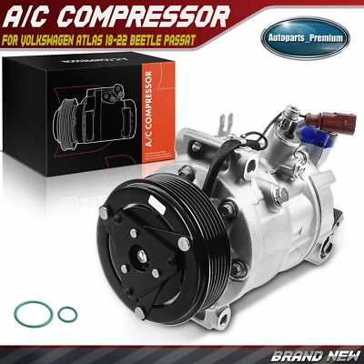 A/C AC Compressor w/ 6-Groove Pulley for Volkswagen Atlas Beetle Passat BMW X5 - Image 1 of 4