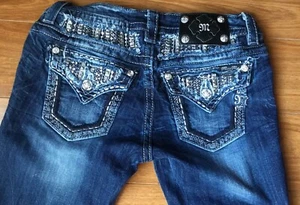 Damen BKE MISS ME Signature BOOT JEANS Gr. 27 Silber Stern Große Pailletten - Bild 1 von 6