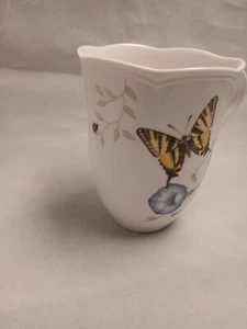 Lenox Butterfly Meadow Swallowtail, White China Coffee Mug, Scalloped, Floral - Picture 1 of 10
