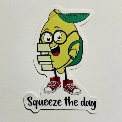 Cute Lemon Fruit Sticker “Squeeze The Day” Inspirational Journal Art Decal Tc1 - Image 1 of 2