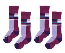Smartwool L120538 Kids Purple Wool Wintersport Stripe 2-Pack Socks Size S/9-11.5