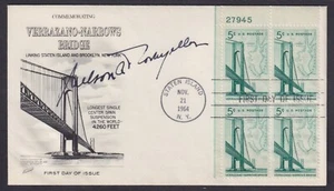 Nelson A. Rockefeller, New York Governor, signed Verrazano-Narrows Bridge FDC - Picture 1 of 1