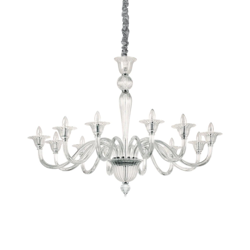 Brigitta sp12  lampadario classico da soggiorno trasparente 120cm - Immagine 1 di 1