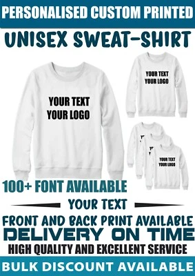 Custom Printed Personalised Sweatshirt Jumper your text, logo Unisex PE uniform - Image 1 of 3