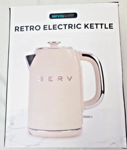 Servappetit 50's Retro Style Aesthetic 1.7 Liter Electric Kettle with Logo Beige - Picture 1 of 4