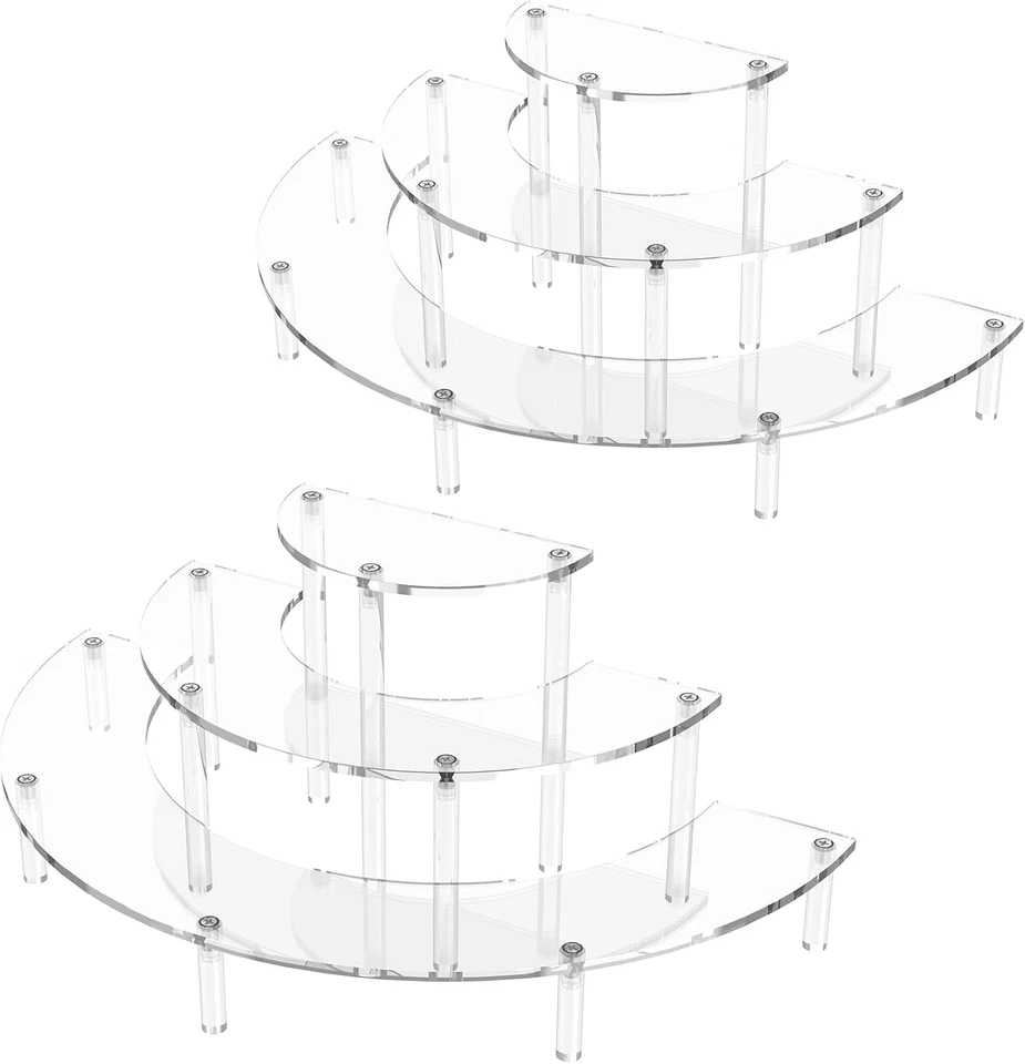 3 Tier Acrylic Display Risers 2 Pack, Half Moon Cupcake Stand, Clear Perfume ... - Image 1 of 1