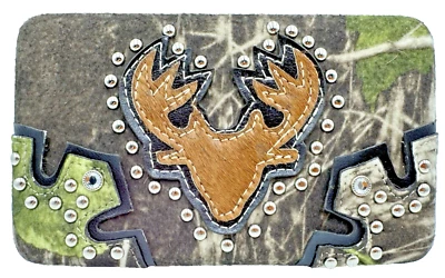 Carteira camuflada feminina Mossy Oak e capa de talão de cheques com tachas de prata strass nova - Imagem 1 de 4