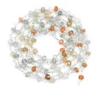 Multi Moonstone Rondelle 3-4mm Beads, Rosary Beaded Chain Silver Wire 3 Feet
