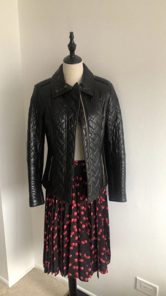 Cole Naan Collection Chaqueta de Cuero Piel de Cordero Suave, Talla 2 Foto 1 de 4