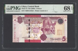 Libya 5 Dinars ND(2009) P72 Uncirculated Grade 68 Top Pop - Picture 1 of 2