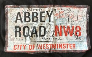 Abbey Road Graffiti Straßenschild Damen-T-Shirt, schwarz, Größe Damen XL 
