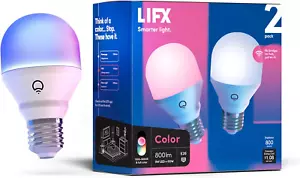 Color A19 LED Light Bulb 800 Lumens, Wi-Fi Smart, 2-Pack - Picture 1 of 12