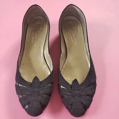 Theory Women’s Denim Leather Flat Eur Size 39/8.5  9 - Image 1 of 4