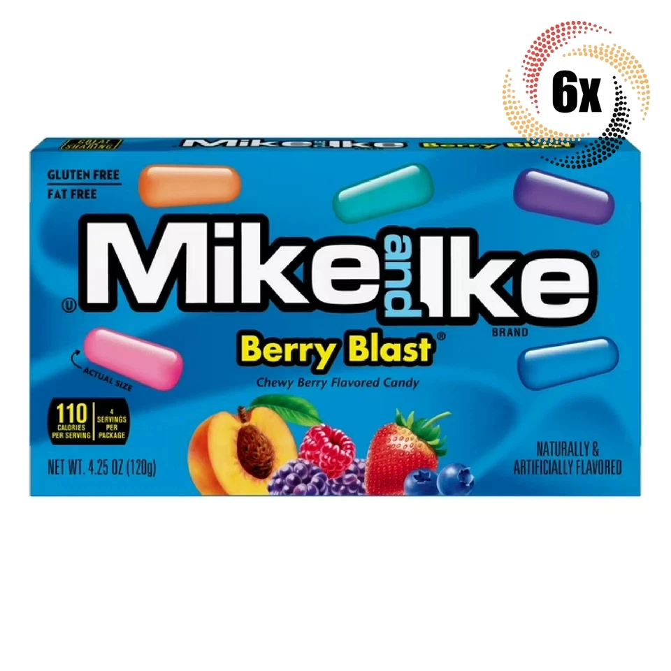 6x Packs Mike & Ike Berry Blast Assorted Chewy Flavored Candy - 4.25oz Foto 1 de 1
