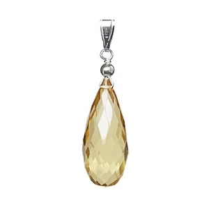 18x8mm GENUINE CITRINE FACETED DROP / BRIOLETTE 925 STERLING SILVER PENDANT - Picture 1 of 1