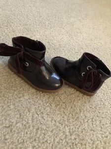 Zara baby bootie zip side velvet lace burgundy Shoes size 22 Size 6 - Picture 1 of 9
