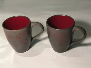 222 Fifth Henna Wein 2er Set Tassen braun mit rotem Innen- & roten Außendetail - Bild 1 von 7