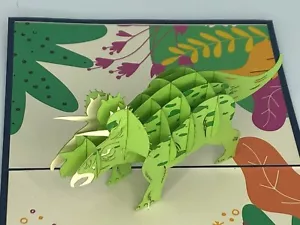 Triceratop Dinosaurier 3D Pop Up Karte Gruß Tier Geburtstag Jahrestag Liebe - Bild 1 von 3
