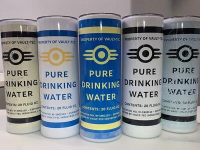 Fallout Vault-Tec Pure Drinking Water 20 Oz. Tumbler w/Metal Straw - FIVE STYLES - Image 1 of 4