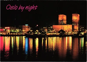 Postcard:   Oslo by Night - Norway - Picture 1 of 2