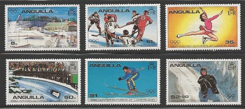 Anguilla Scott #375-80  MNH Stamp Set - 1980 Lake Placid Winter Olympics Cover