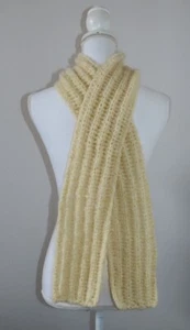 New Handmade Alpaca Wool Blend Yellow Ribbed Scarf 5x60 in Soft Warm - Picture 1 of 3