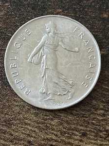 1972 France 5 Francs Nickel Clad Copper-Nickel The Seed Sower Actual Coin TK6931 - Picture 1 of 3