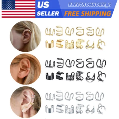 12 PIEZAS Oreja Puño Hélice Cartílago Pendiente Clip en Envoltura Acero Inoxidable No Perforante Foto 1 de 4