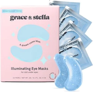 Award Winning Under Eye Mask (Blue, 24 Pairs) Reduces Puffy Dark Circles Vegan - Picture 1 of 6