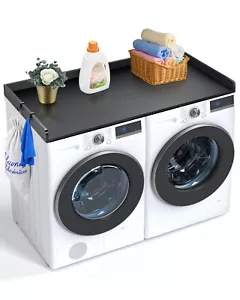 3 Panels Washer Dryer Countertop 54"x27" Wooden Washer Dryer Cover Black - Picture 1 of 12