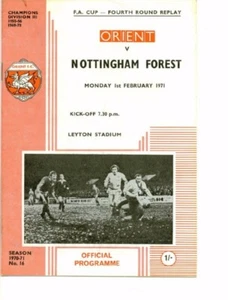 Leyton Orient v Nottingham Forest 1970/71 FA Cup 4th Round Replay - Picture 1 of 1