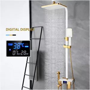 Rubinetto doccia bagno bianco 10,4" sistema display digitale rubinetto mixer montaggio a parete - Foto 1 di 6