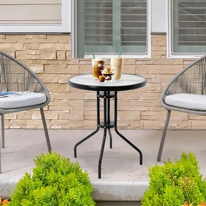 24'' Patio Round Side Table Outdoor & Indoor Small End Table Coffee Bistro Table - Picture 1 of 23