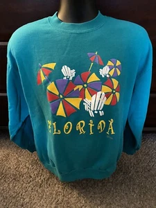 Vintage Jerzees Florida Sweatshirt Crewneck Size XL 90s Retro Hipster Colorful - Picture 1 of 7