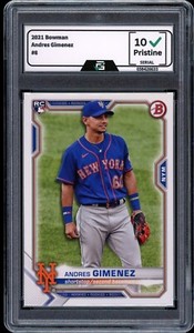 2021 Bowman #8 Andres Gimenez GRADED 10 GEM Mint Rookie Card RC New York Mets