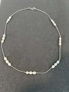 Native American Hand Strung 18" Liquid Silver 925 Necklace w/ Freshwater Pearls - Picture 1 of 5