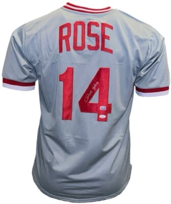 Pete Rose Signed Cincinnati Custom Grey Baseball Jersey JSA - Image 1 of 4