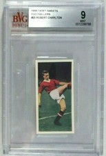 BOBBY CHARLTON RC 1958 CADET SWEETS ROOKIE CARD #25 BVG 9